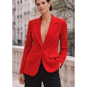 XXI Streetwear Single Button Blazer S Red Parisian Career Statement Valentines